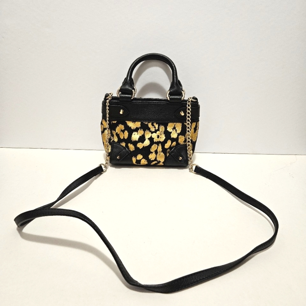 Juicy Couture - Beverly Mini Daydreamer Purse in Black & Gold Leopard Print